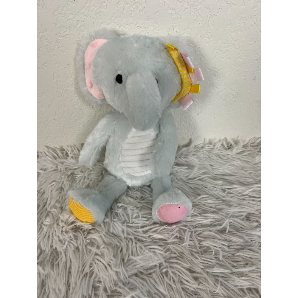 Make Believe Ideas Plush Elephant Crinkles, Rattles- Ribbon Sensory Stuffed SOFT